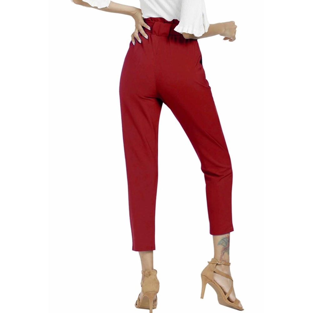 Wine red high waisted pants - Picture 3 of 9